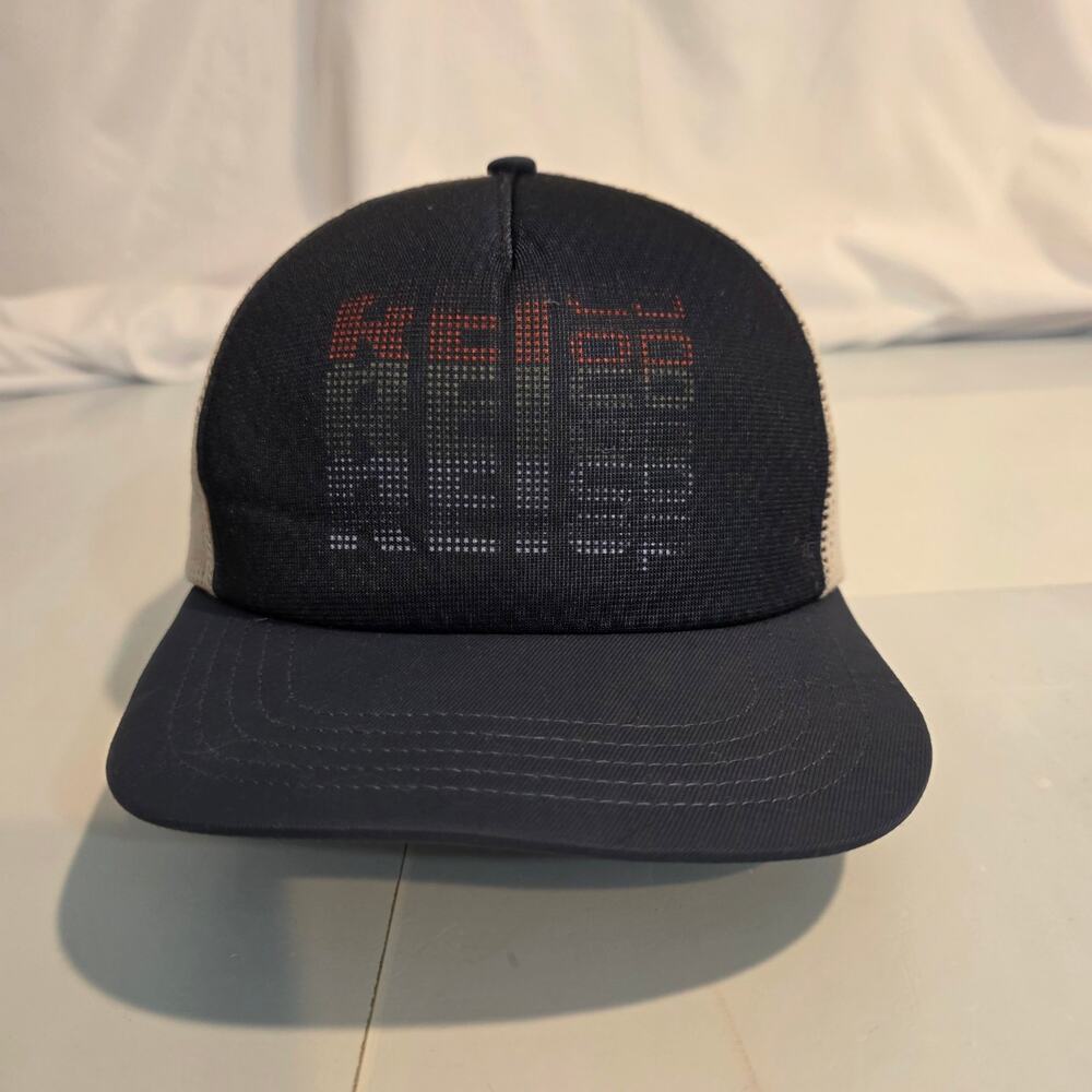 REI Co-op Unisex On The Trail‎ Graphic Trucker Hat Navy Blue & Cream One Size